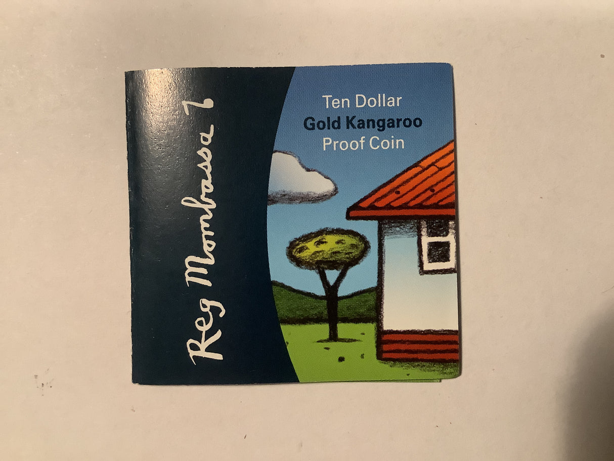 2008 Australian Artist Series Reg Mombassa $10 Gold Kangaroo Proof Coin.