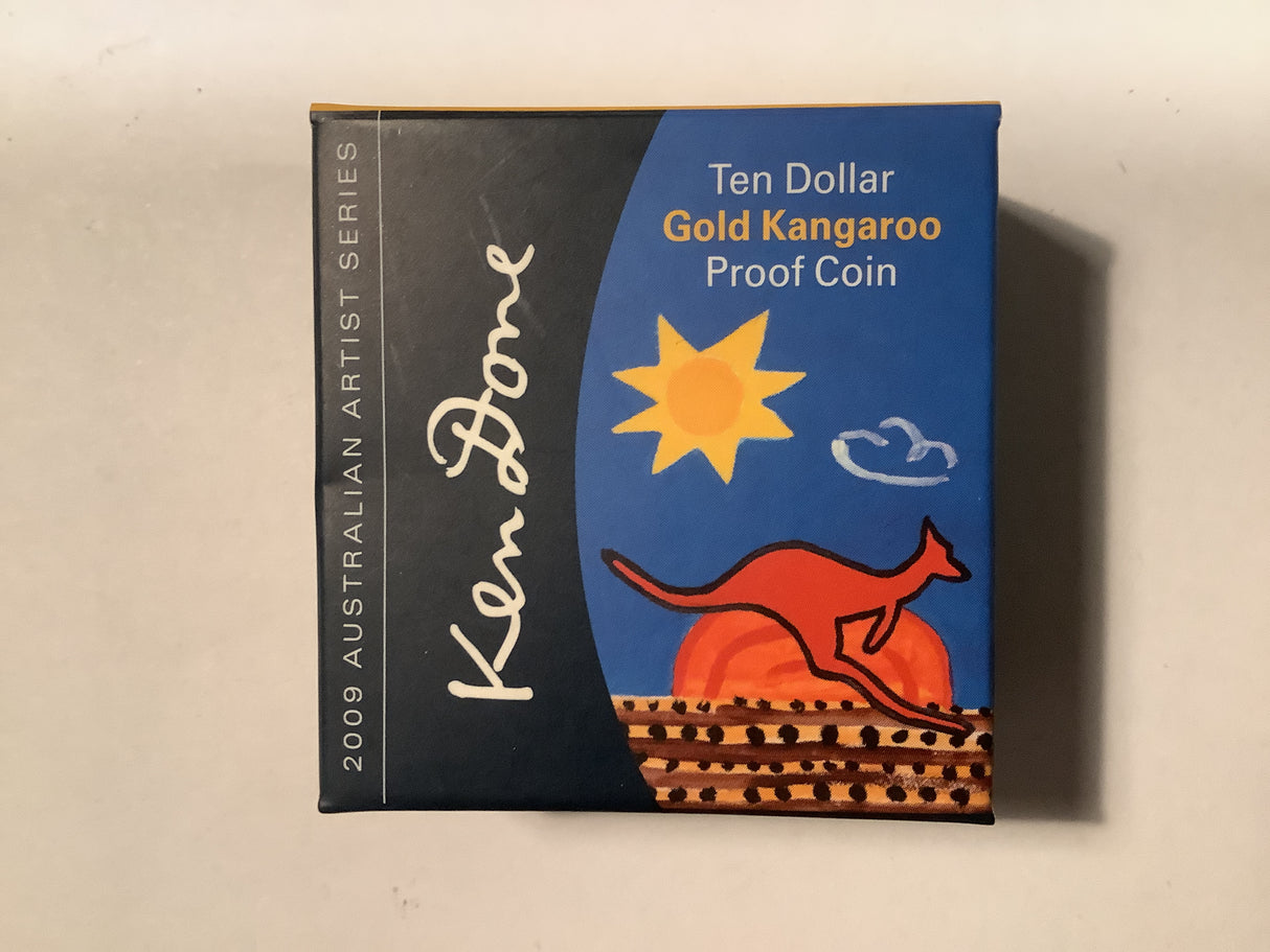 2009 Australian Artist Series Ken Done $10 Gold Kangaroo Proof Coin.
