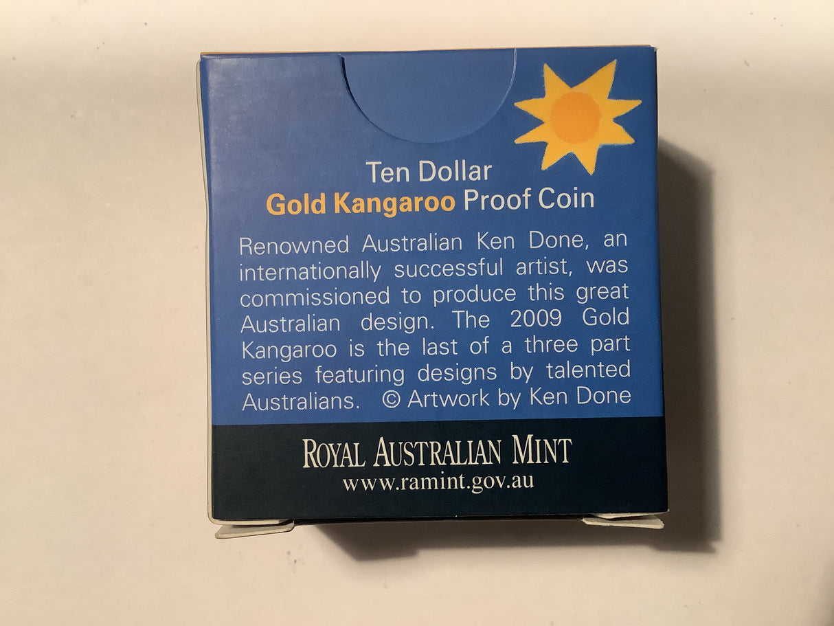 2009 Australian Artist Series Ken Done $10 Gold Kangaroo Proof Coin.