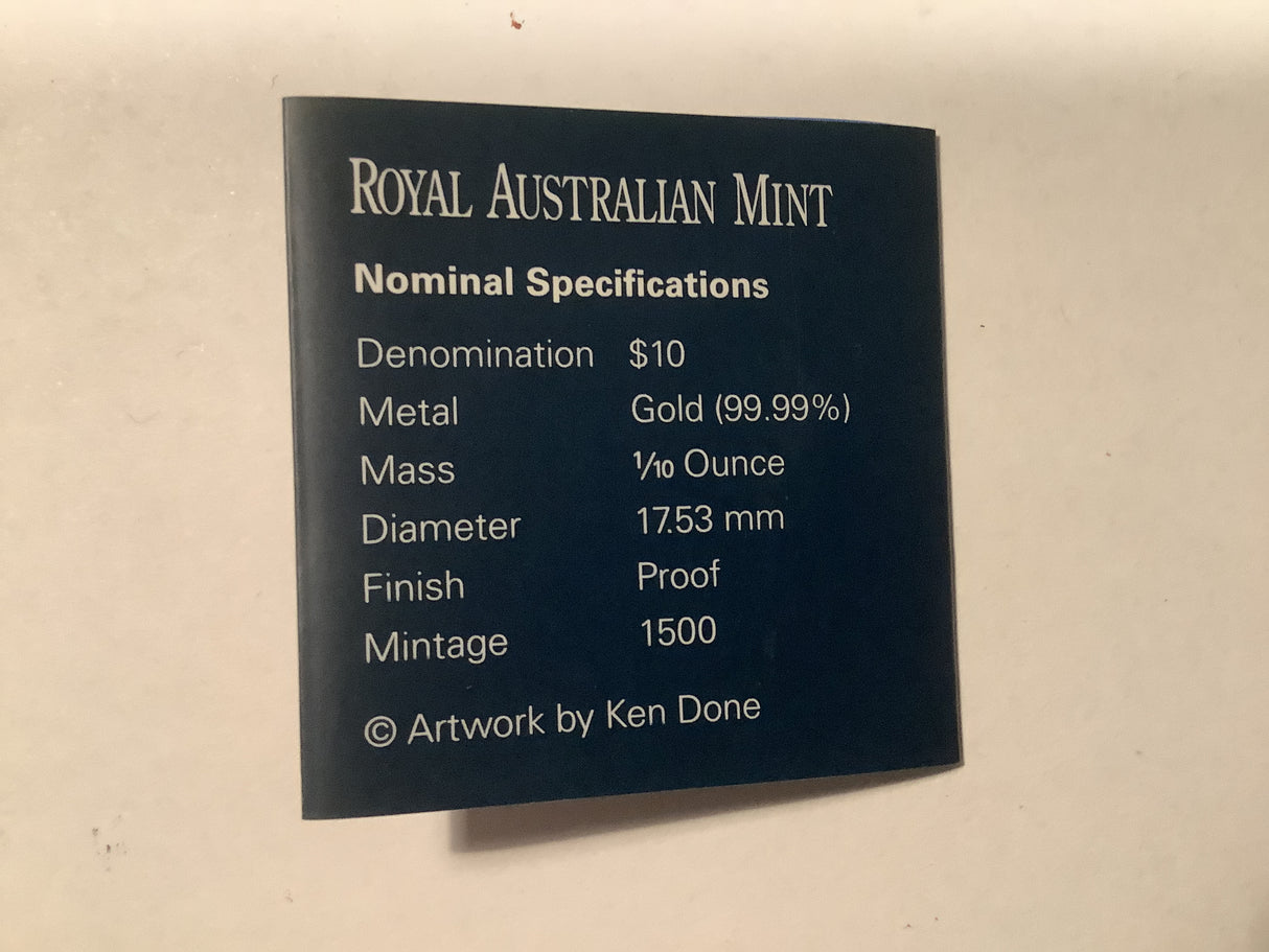2009 Australian Artist Series Ken Done $10 Gold Kangaroo Proof Coin.