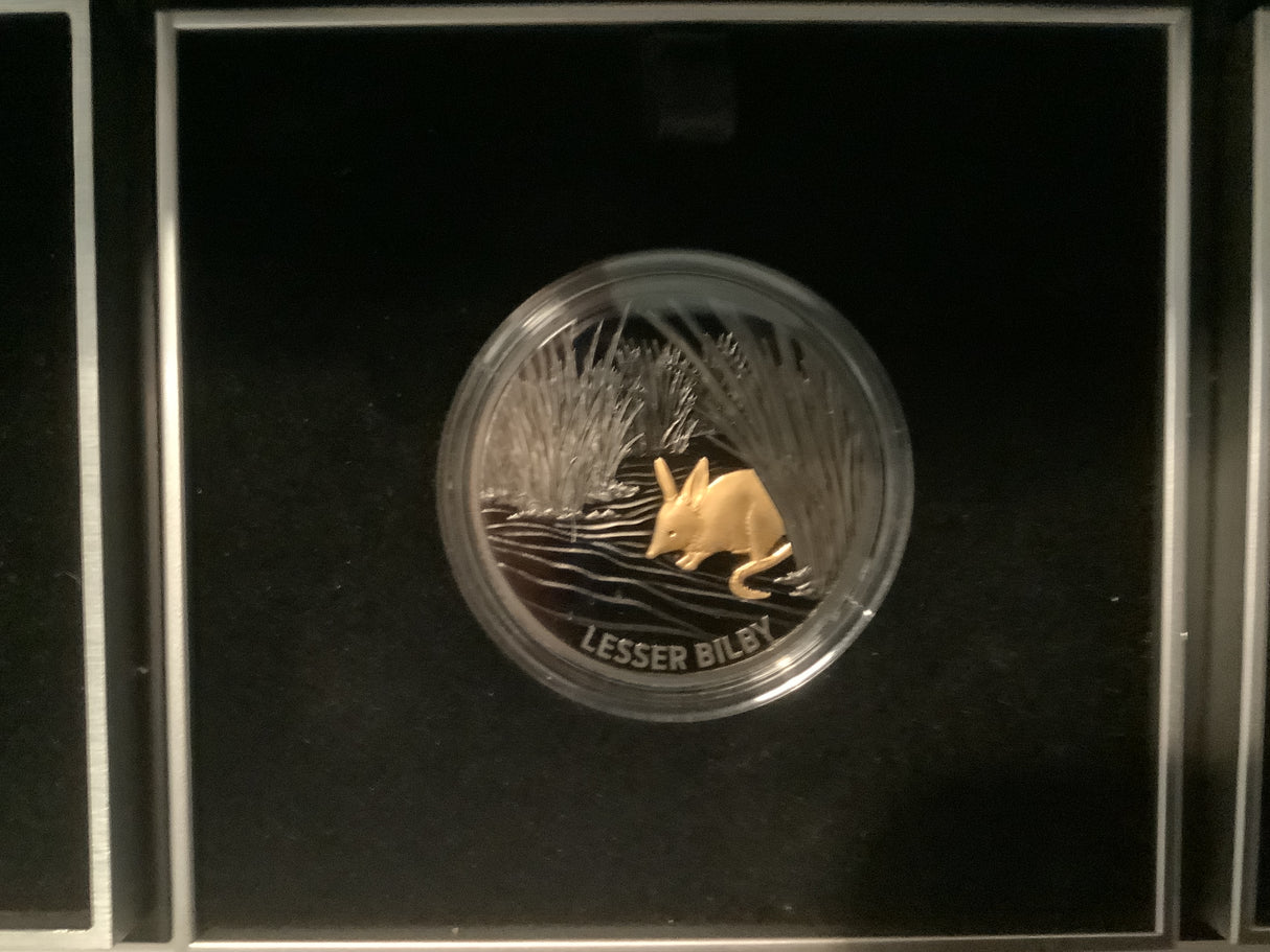2019 Echoes of Australia three-coin Complete Series. Tasmania Tiger, Lesser Bilby, Night Parrot.