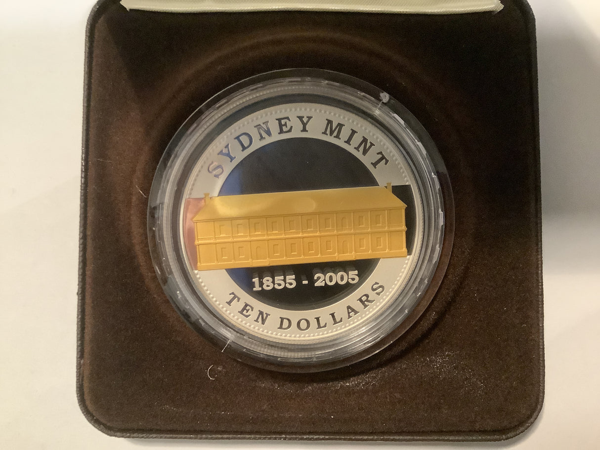2005 $10 Silver Proof Coin. Sydney Mint Sesquicentenary 1855-2005
