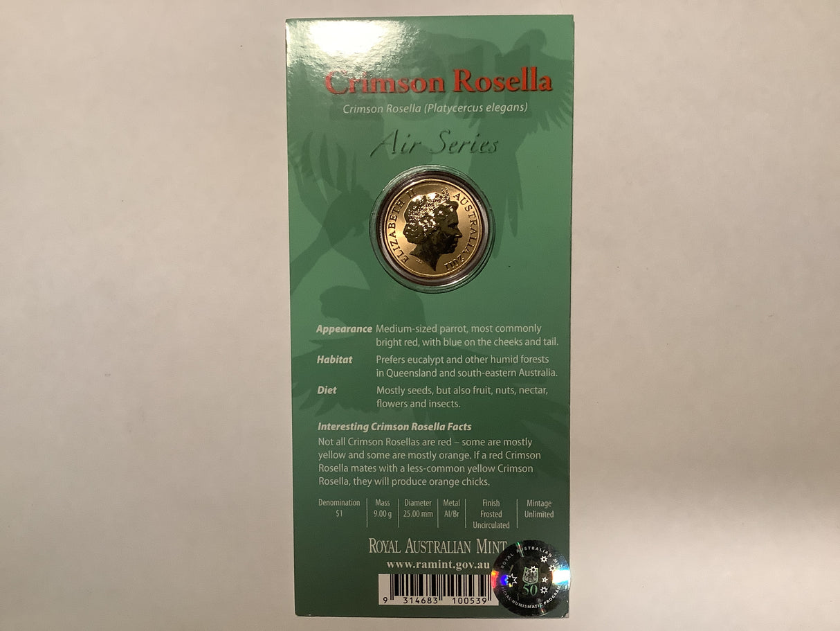 2011 $1 Pad Printed Coin Air Series: Crimson Rosella