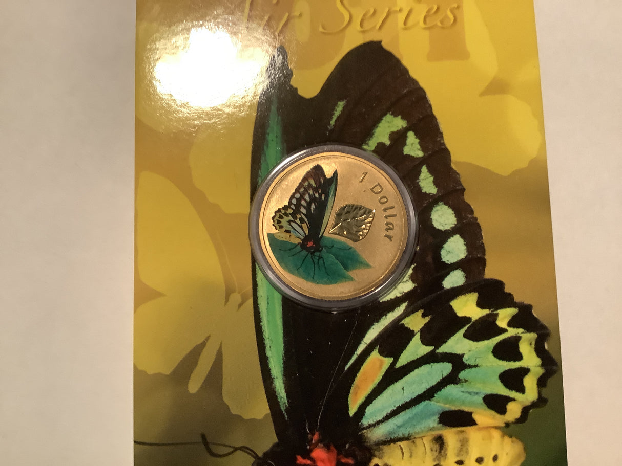 2011 $1 Pad Printed Coin Air Series: Cairns Birdwing Butterfly.