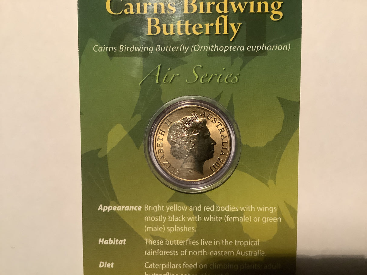 2011 $1 Pad Printed Coin Air Series: Cairns Birdwing Butterfly.