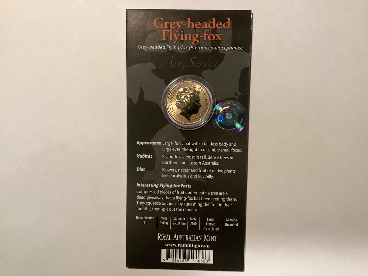 2011 $1 Pad Printed Coin Air Series: Grey-headed Flying-Fox