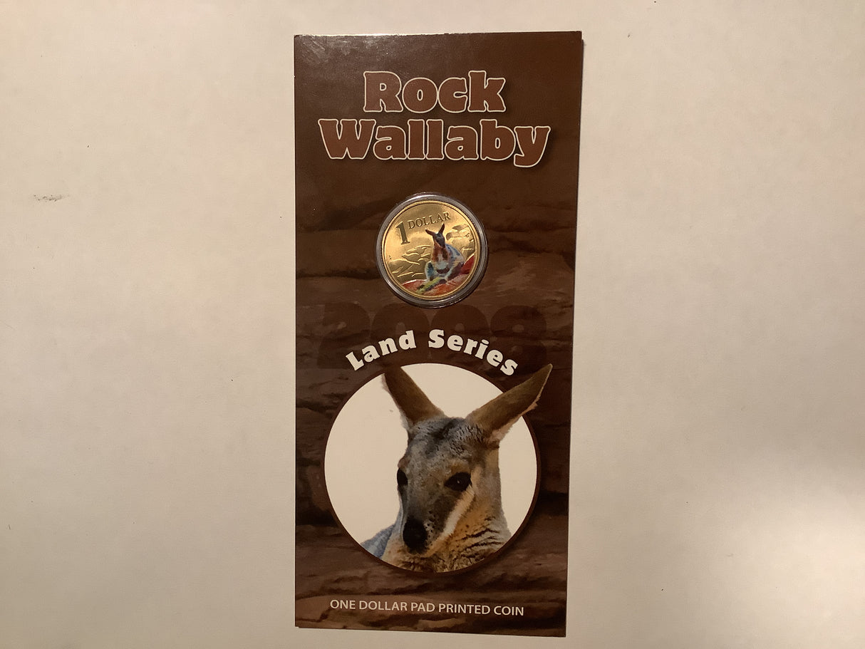 2008 $1 Pad Printed Coin Land Series: Rock Wallaby