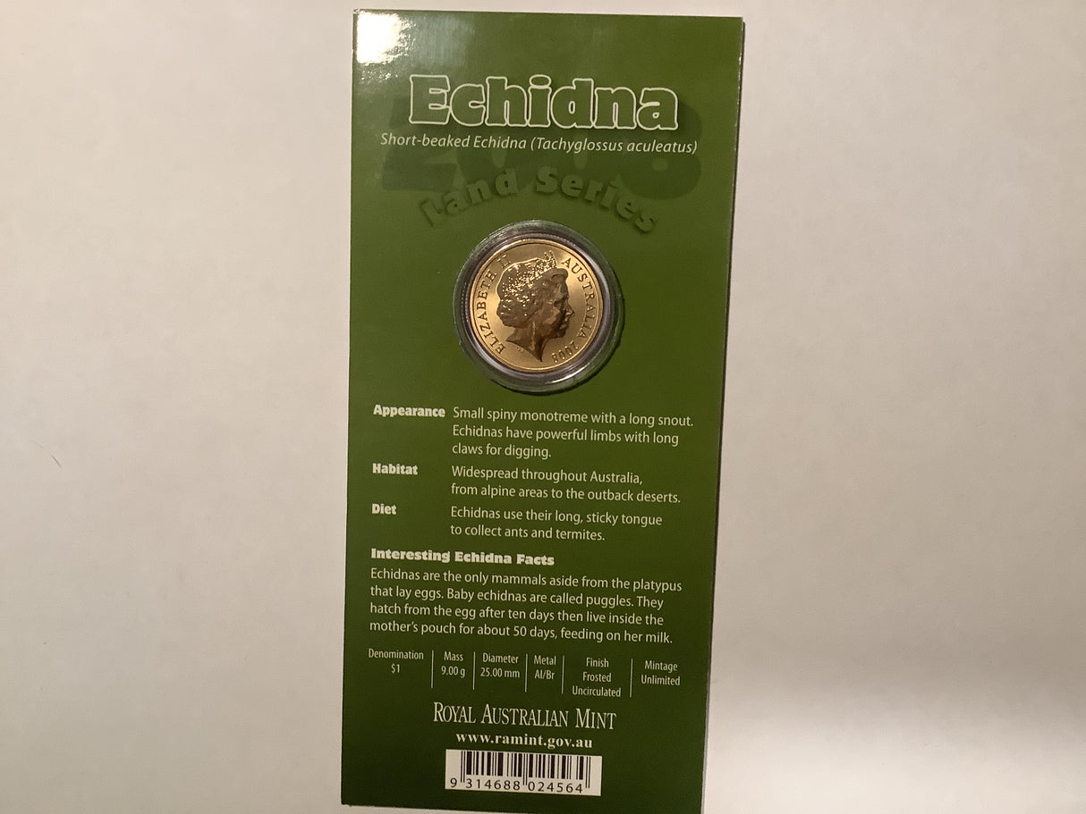 2008 $1 Pad Printed Coin Land Series: Echidna