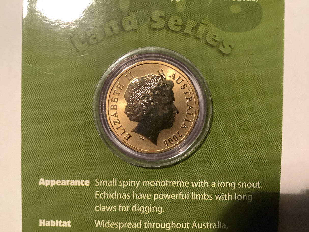 2008 $1 Pad Printed Coin Land Series: Echidna