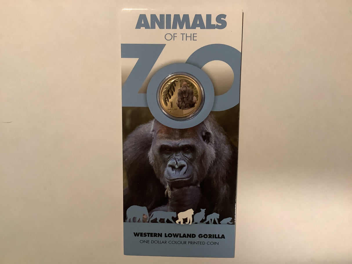 2012 $1 Colour Printed Coin. Animals of the Zoo. Western Lowland Gorilla
