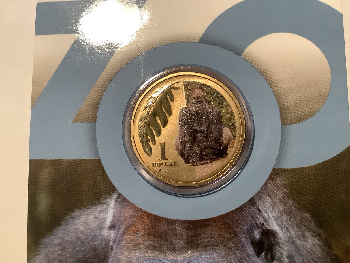 2012 $1 Colour Printed Coin. Animals of the Zoo. Western Lowland Gorilla