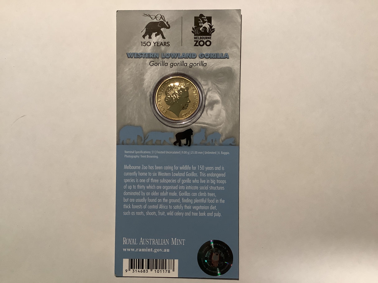 2012 $1 Colour Printed Coin. Animals of the Zoo. Western Lowland Gorilla