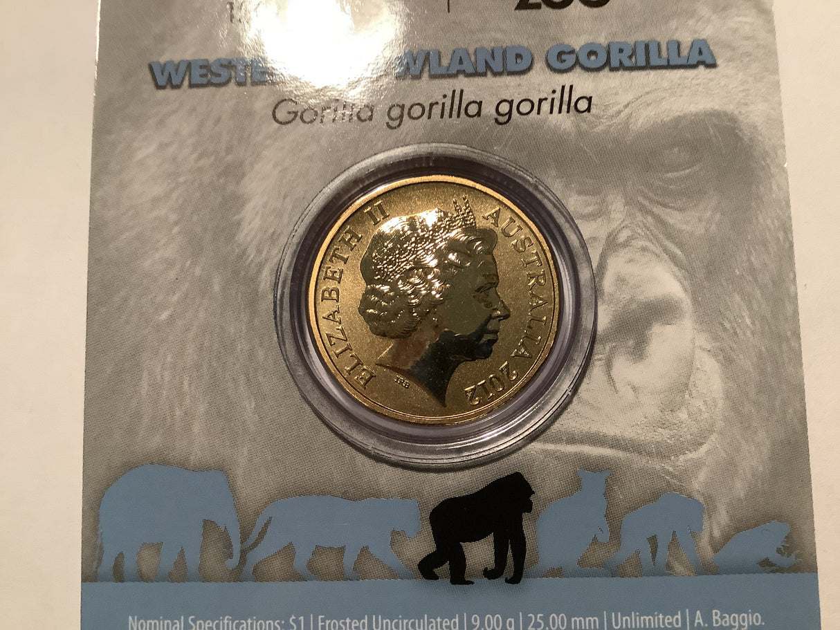 2012 $1 Colour Printed Coin. Animals of the Zoo. Western Lowland Gorilla