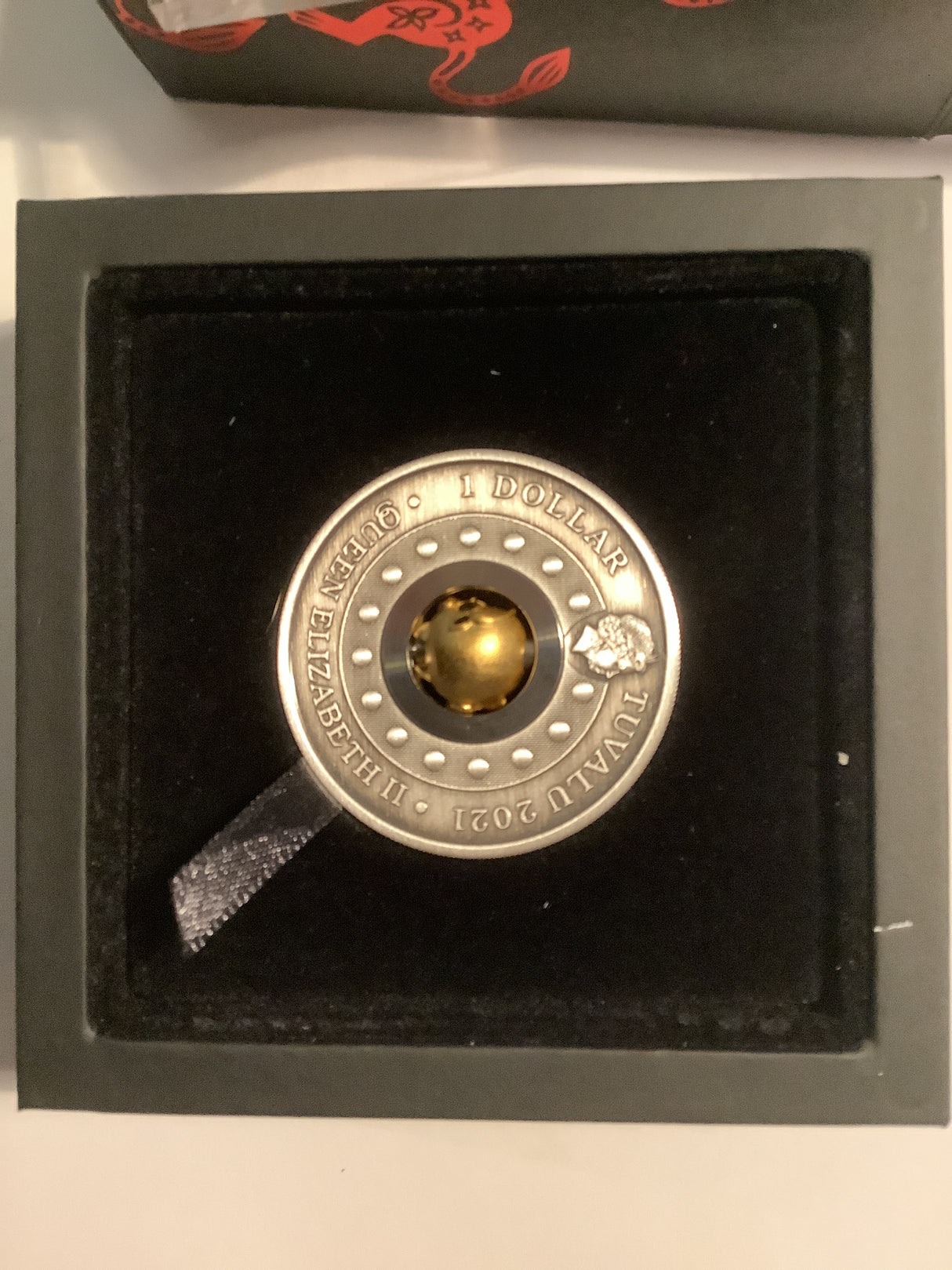 2021 Year of the Ox Rotating Charm. 1oz Silver Antiqued Coin.