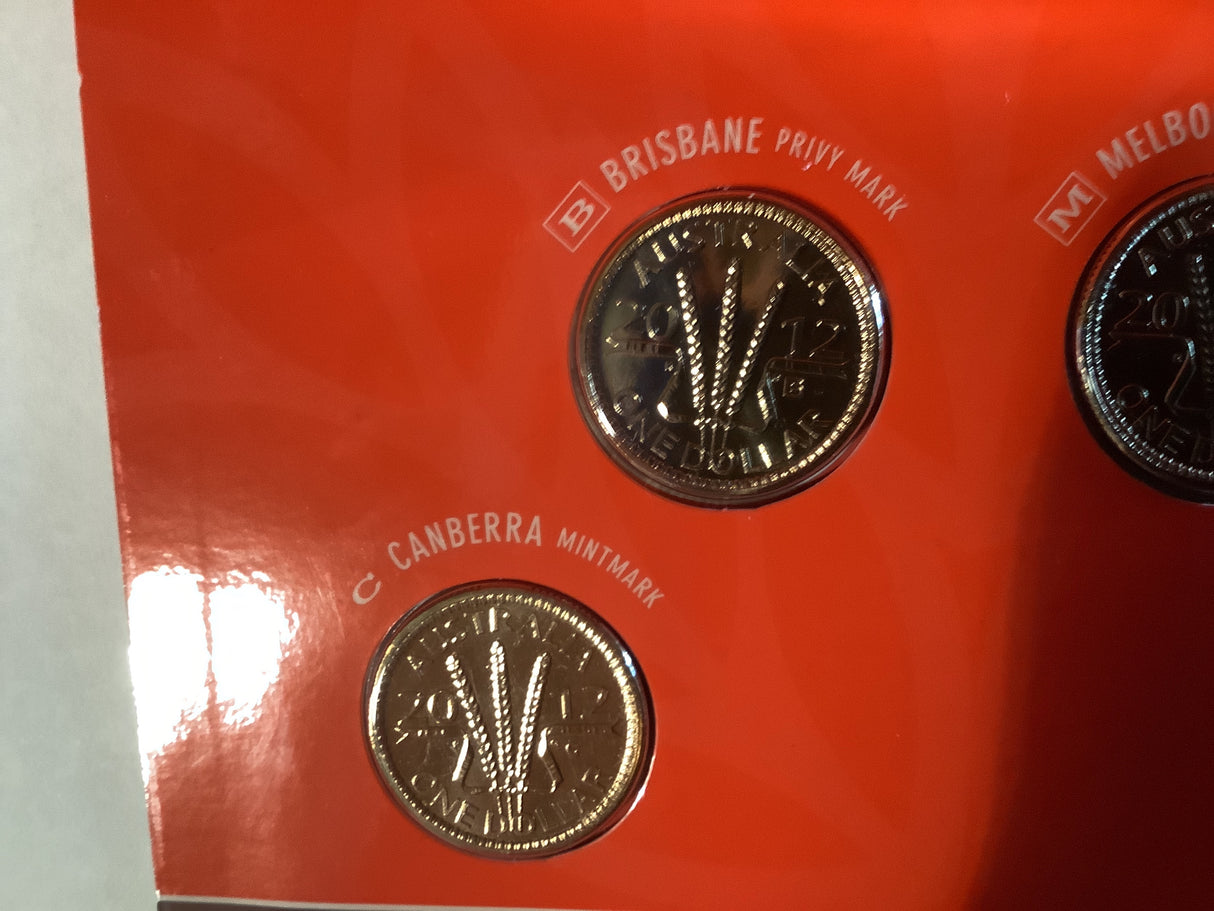 2012 Wheat Sheaf Dollar Four Coin Mintmark Privy Mark Set.