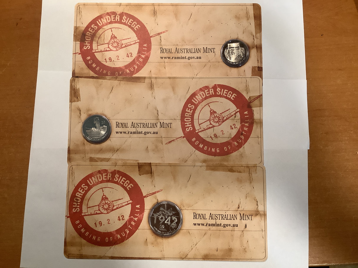 2012 Shores Under Siege Bombing of Australia 3 coin set.