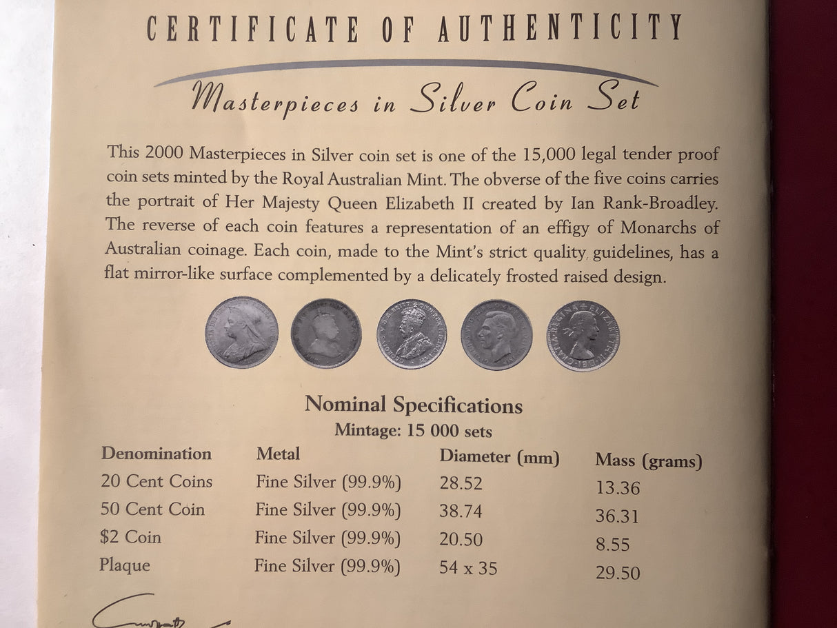2000 Masterpieces in Silver Coins of the 20th Century Monarchs