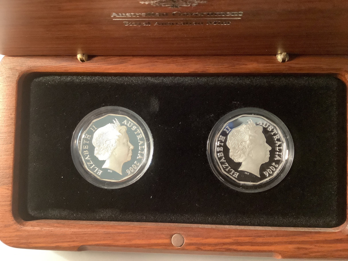 2006 Royal Collection. 50c Selectively Gold Plated Silver Proof 2 Coin Set