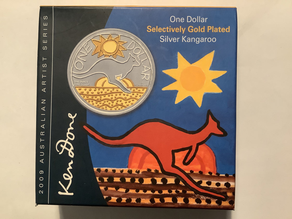 2009 $1 Selectively Gold Plated Silver Coin. Artist Series: Ken Done.