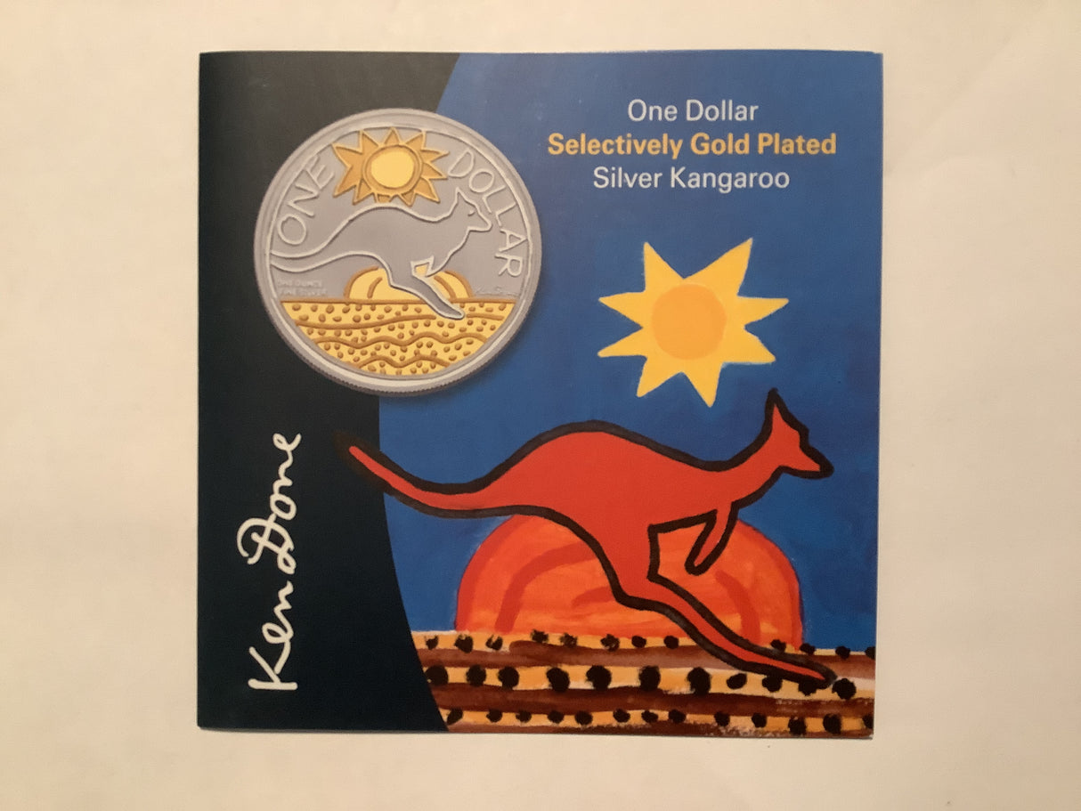 2009 $1 Selectively Gold Plated Silver Coin. Artist Series: Ken Done.