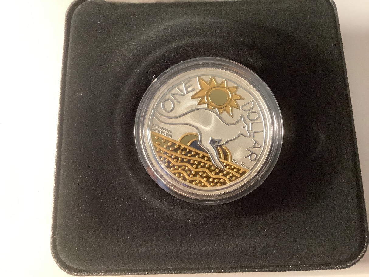 2009 $1 Selectively Gold Plated Silver Coin. Artist Series: Ken Done.