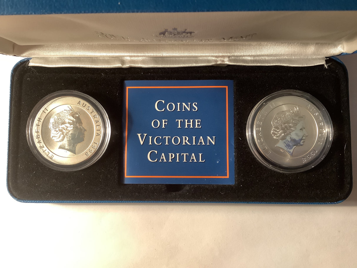 1998 Two Coin Silver Set. Coins of the Victorian Capital. Melbourne Australia.