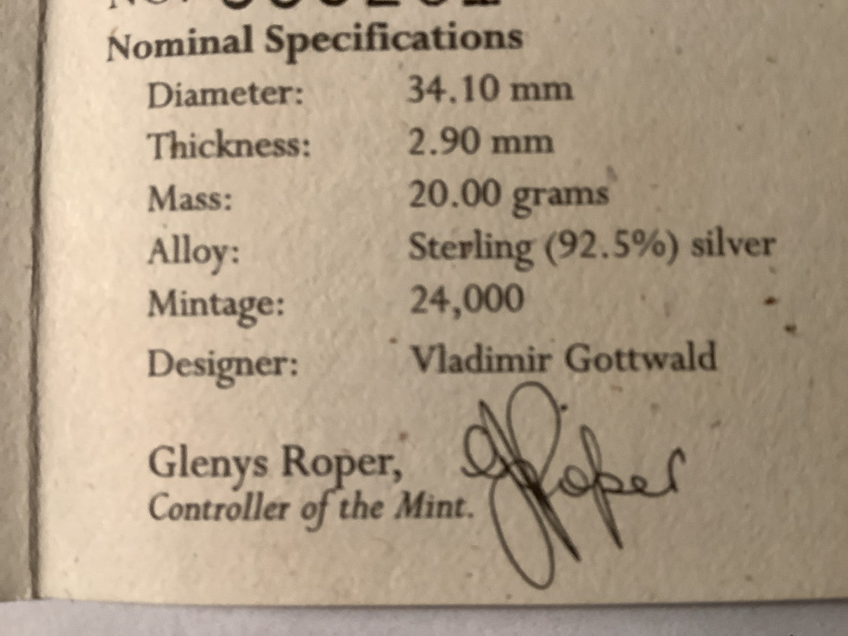 1996 $10 Australia’s Endangered Species Southern Right Whale. Silver Proof.