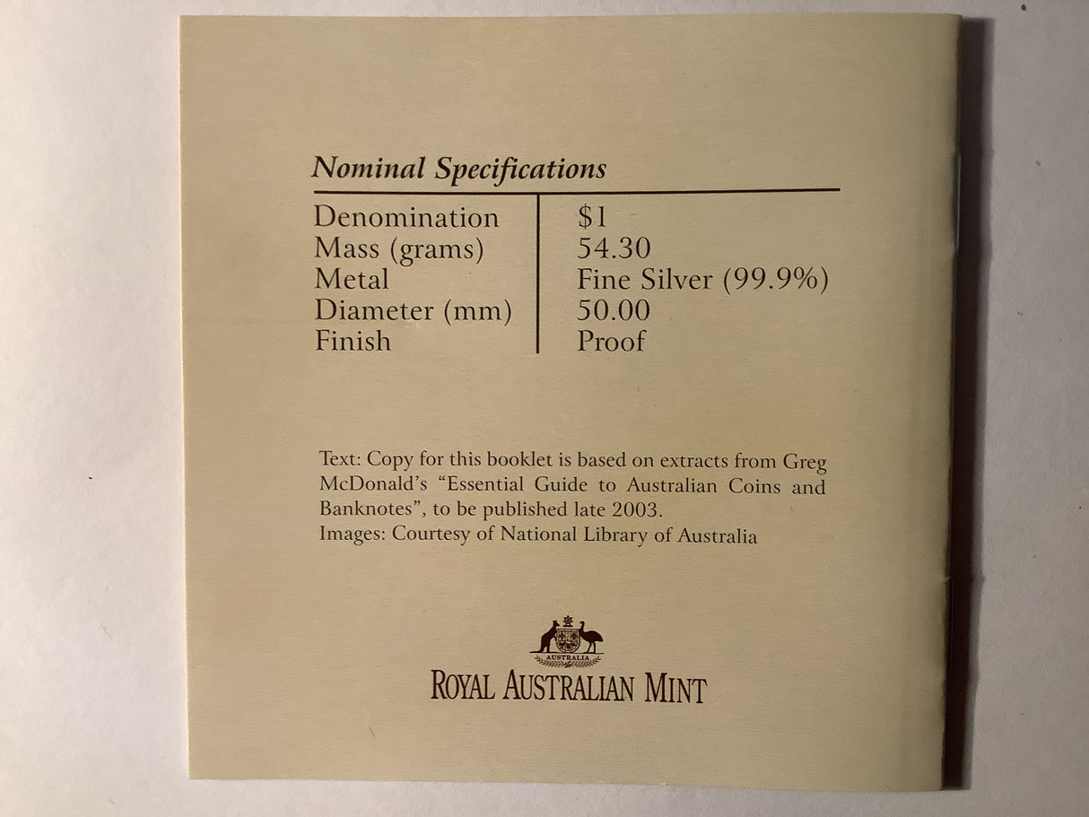 2003 $1 Holey Dollar and Dump silver proof coin