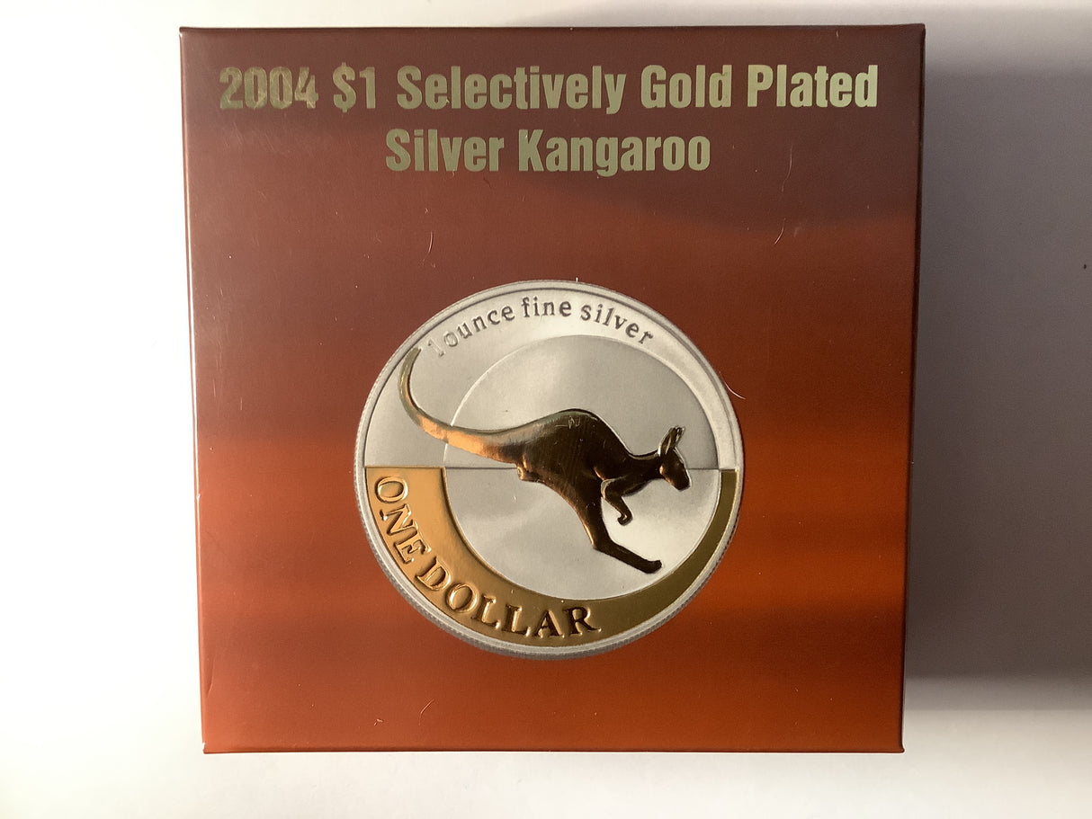2004 $1 Selectively Gold Plated Silver Kangaroo