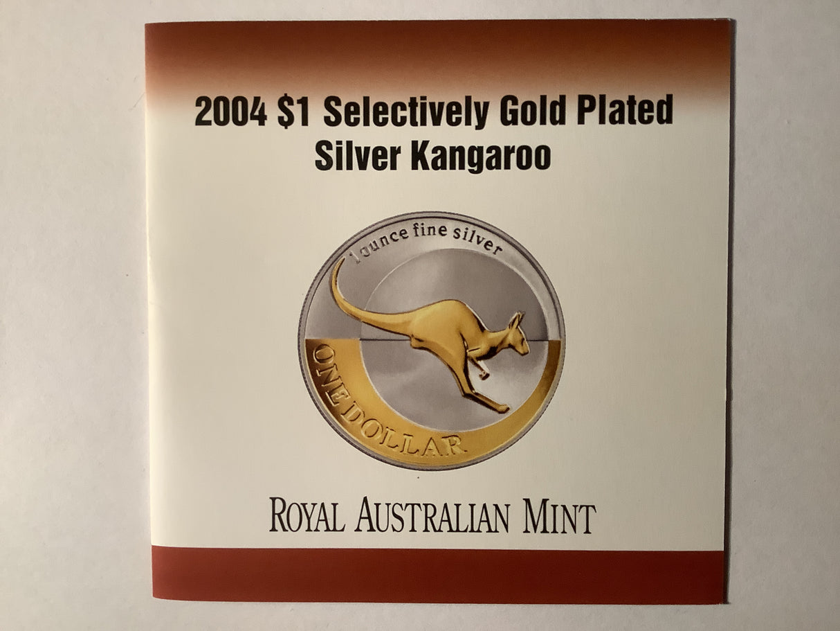 2004 $1 Selectively Gold Plated Silver Kangaroo