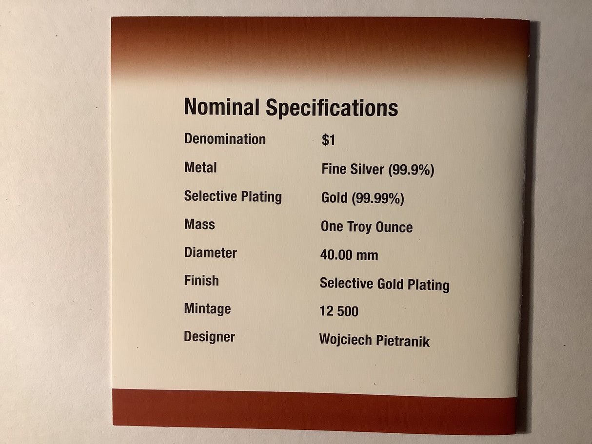 2004 $1 Selectively Gold Plated Silver Kangaroo