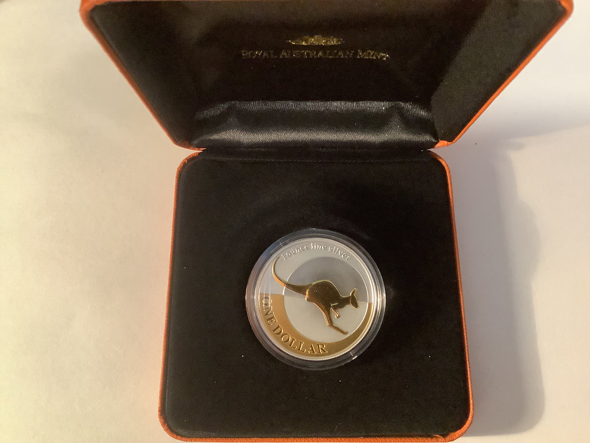 2004 $1 Selectively Gold Plated Silver Kangaroo