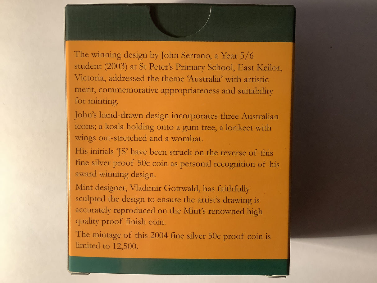 2004 50c Silver Proof Coin Primary School Student Competition.