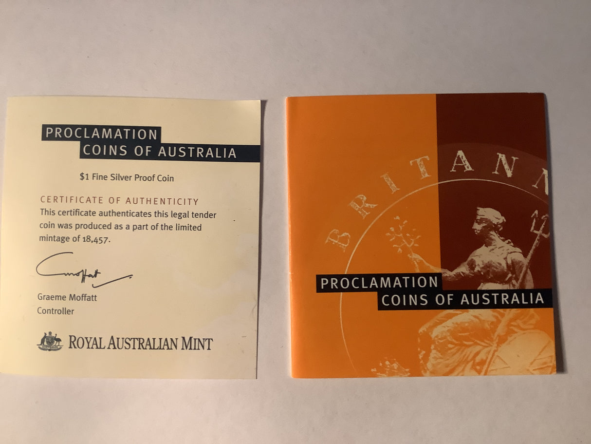 2000 $1 Proclamation Coin of Australia. The Cartwheel Penny