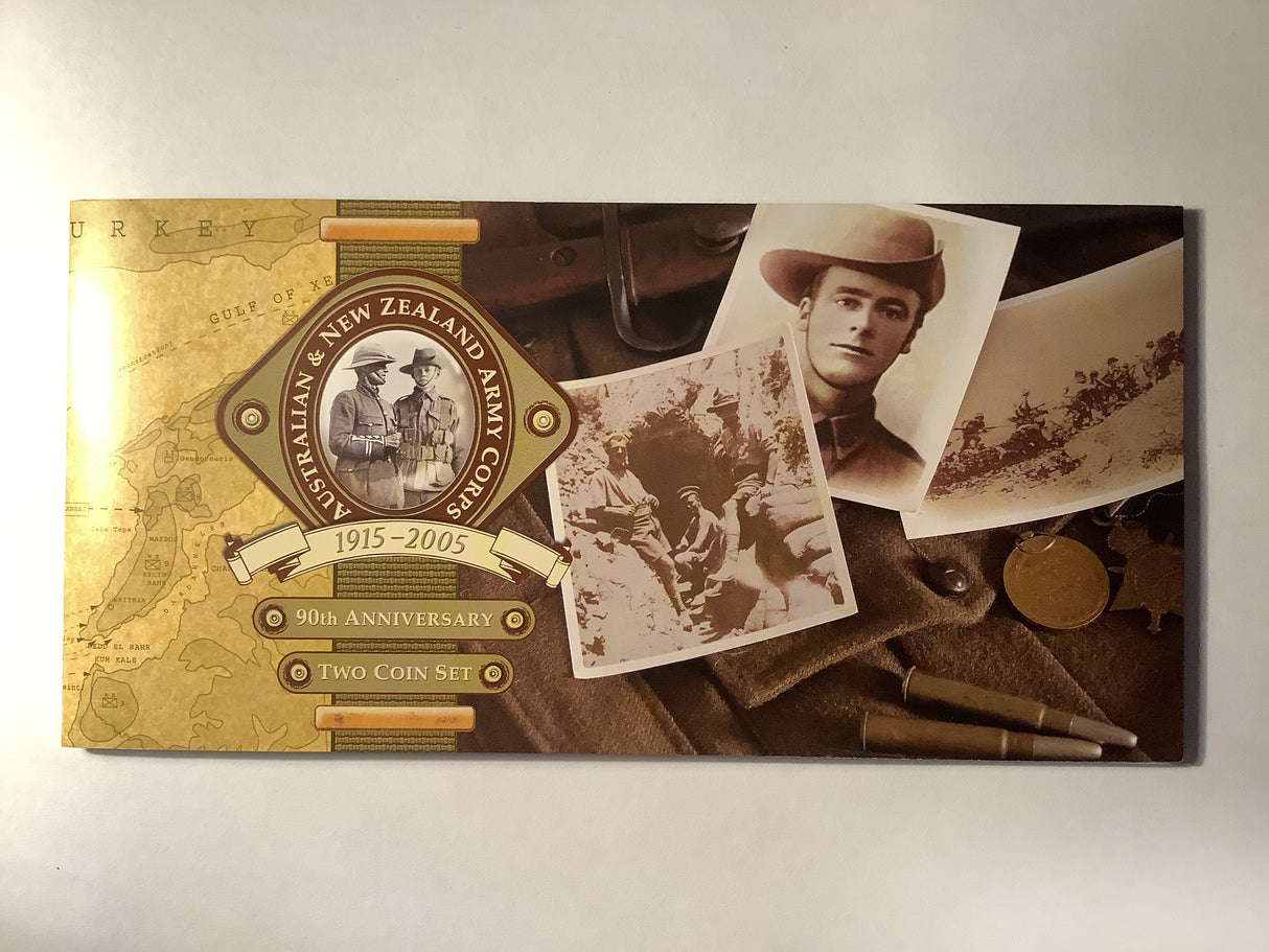 2005 Australia and New Zealand Army Corps Two Coin Uncirculated Set. 90th Anniversary.