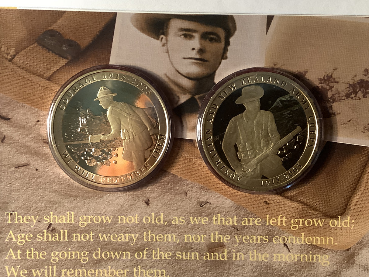 2005 Australia and New Zealand Army Corps Two Coin Uncirculated Set. 90th Anniversary.