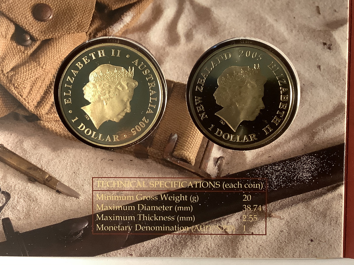2005 Australia and New Zealand Army Corps Two Coin Uncirculated Set. 90th Anniversary.