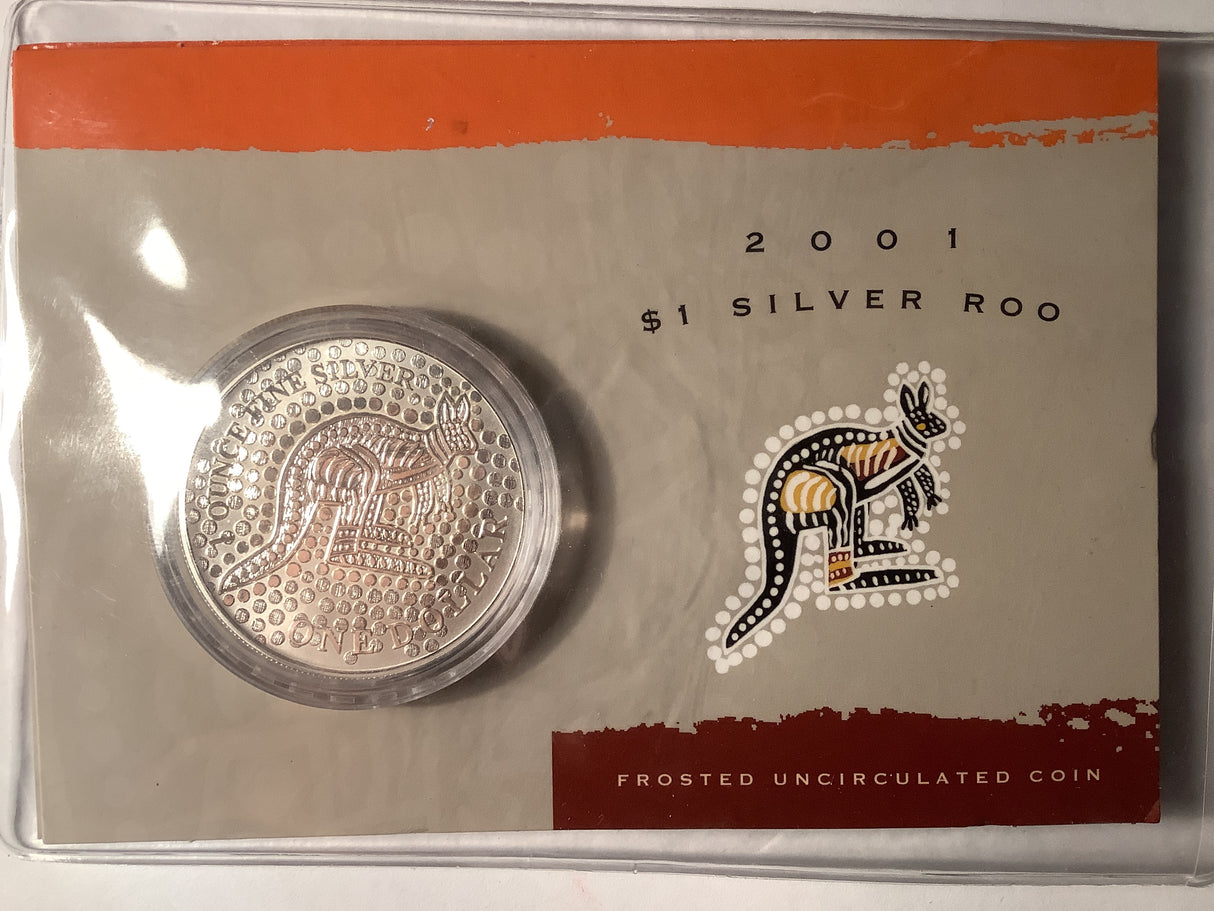 2001 $1 Silver Frosted Kangaroo