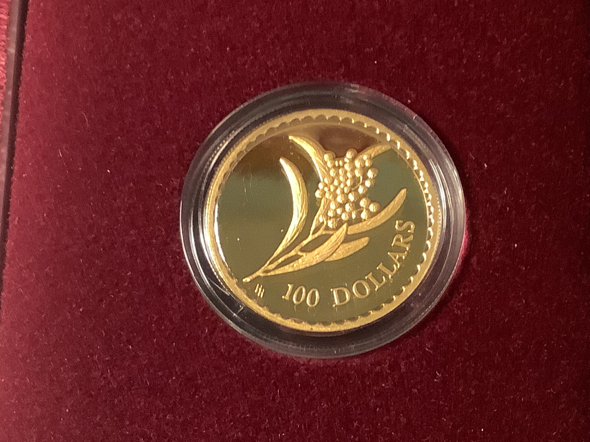 2001 $100 Floral Emblems of Australia Proof Gold Coin.