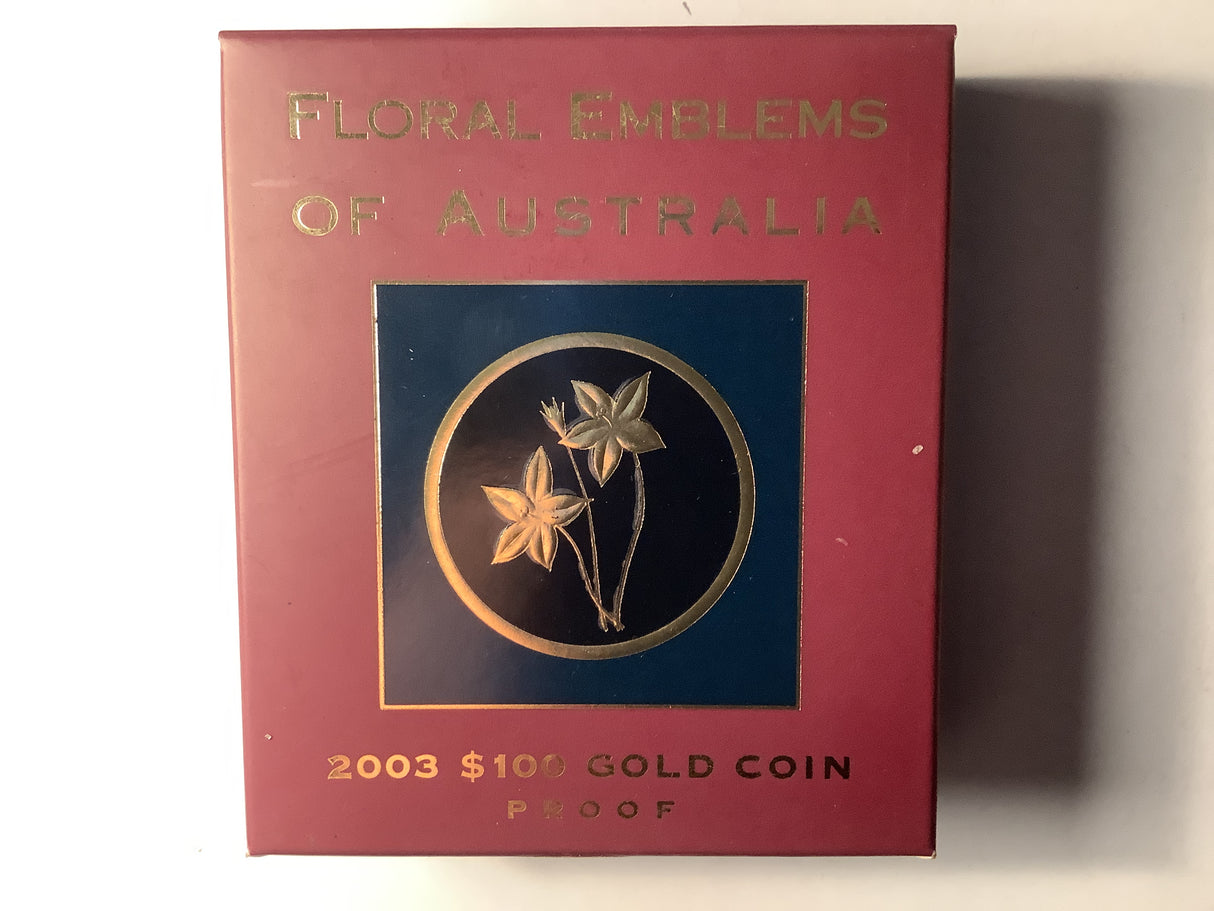 2003 $100 Floral Emblems of Australia Proof Gold Coin.