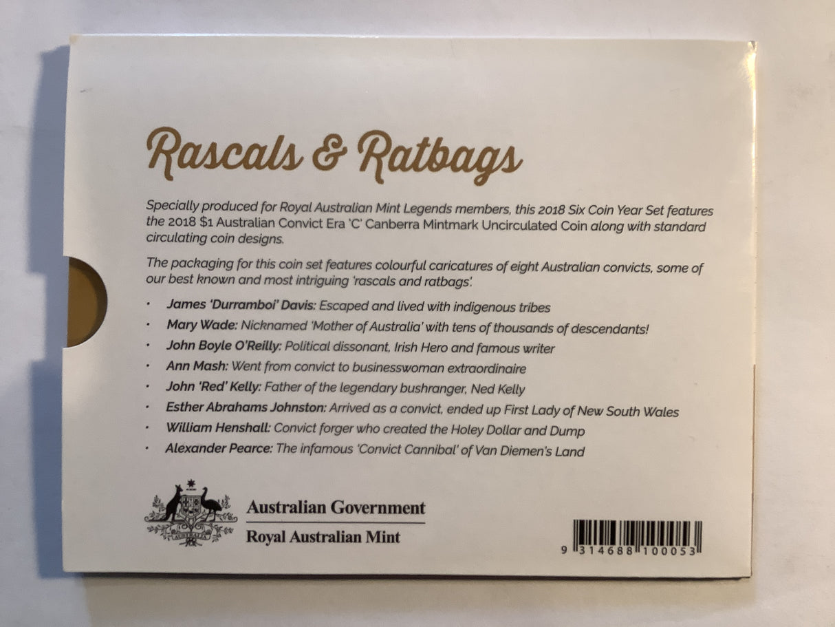 2018 LEGENDS EDITION uncirculated set. Rascals & Ratbags.