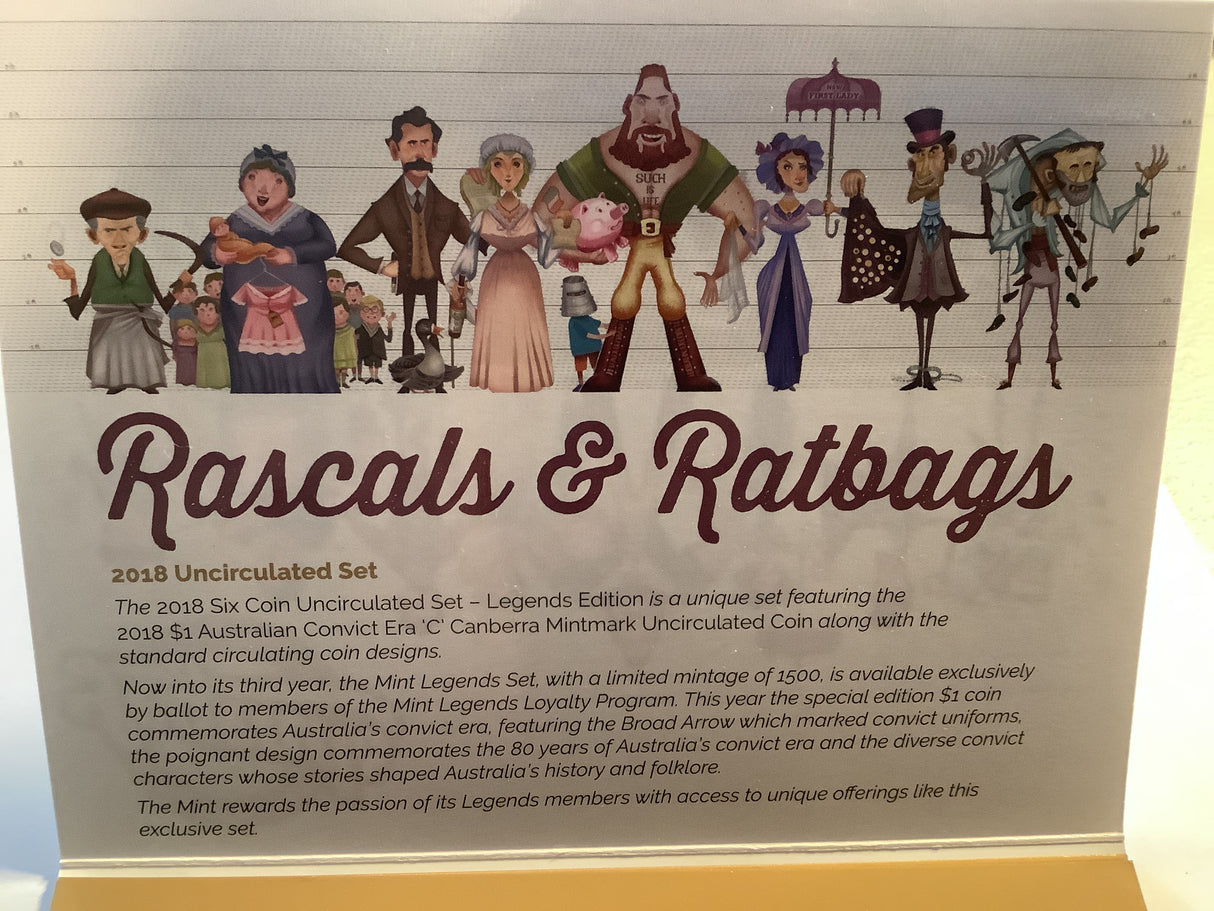 2018 LEGENDS EDITION uncirculated set. Rascals & Ratbags.