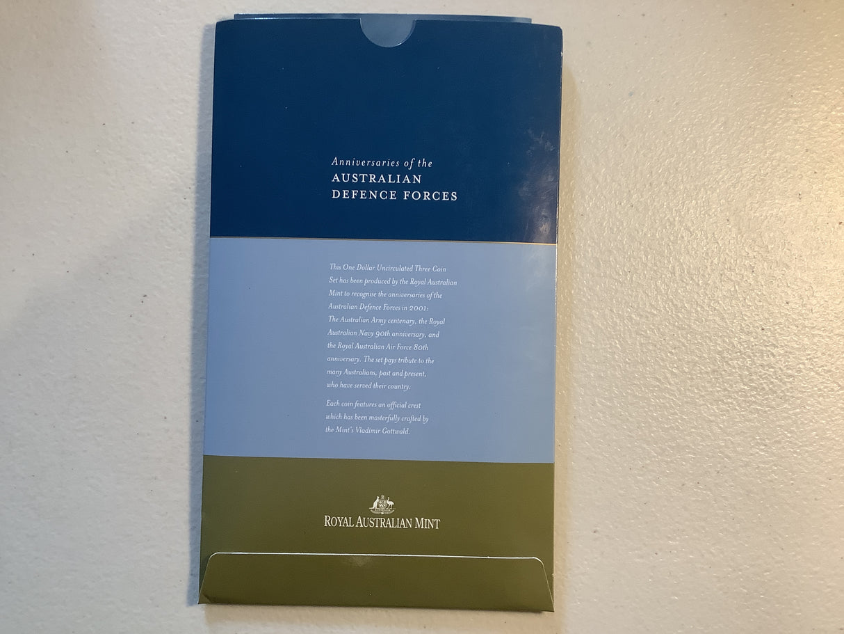 2001 Anniversaries of Australian Defence Force Three Coin set.