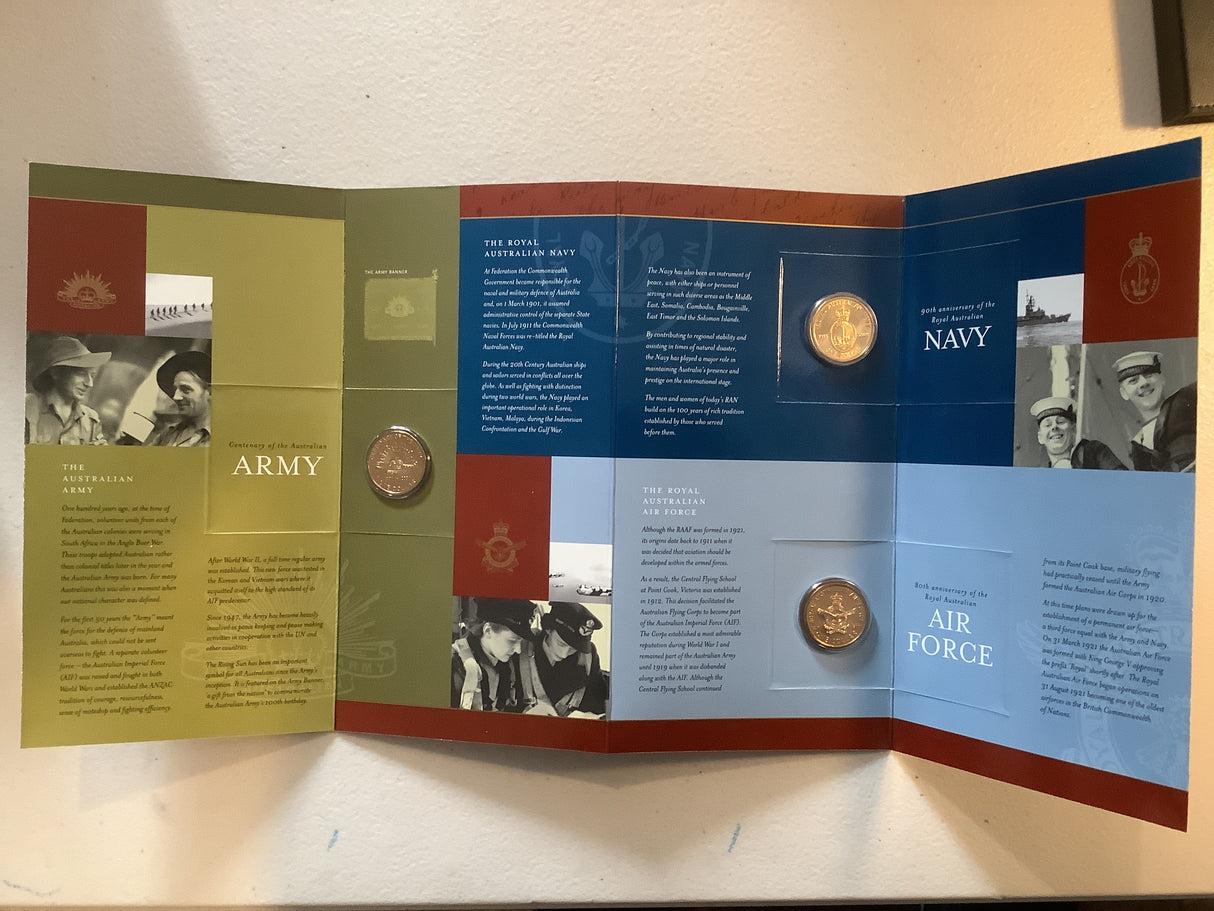 2001 Anniversaries of Australian Defence Force Three Coin set.