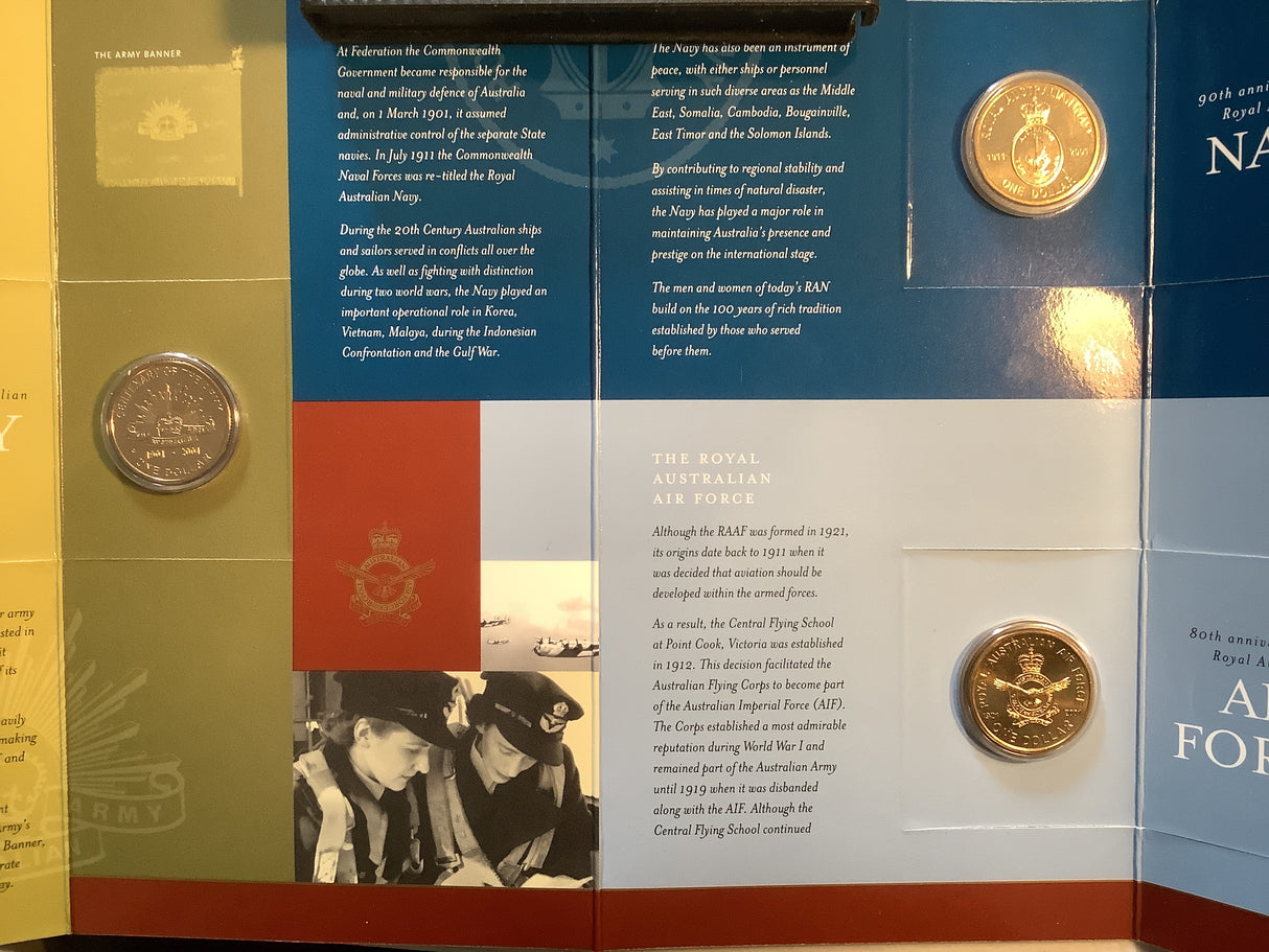 2001 Anniversaries of Australian Defence Force Three Coin set.