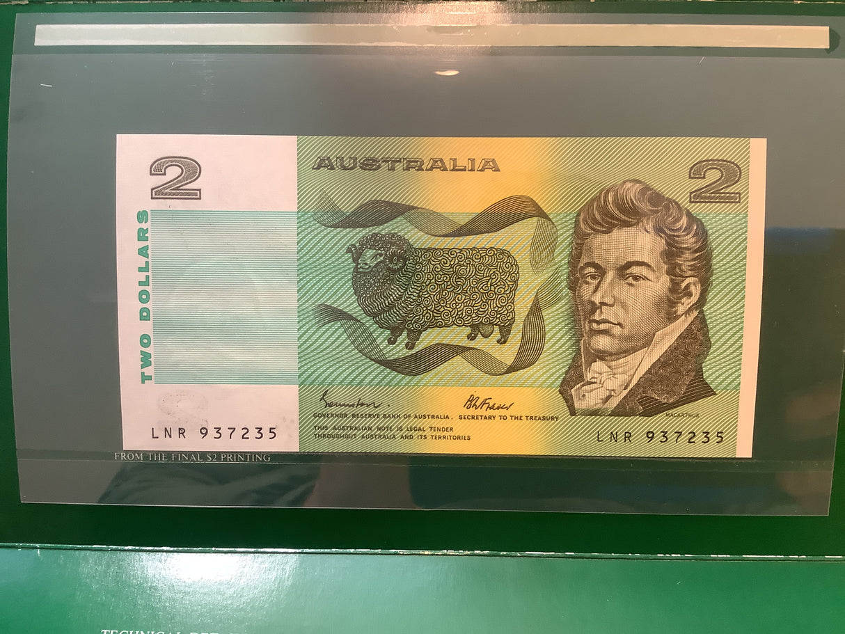 1992 $2 Last Issue Banknote in Folder. NPA