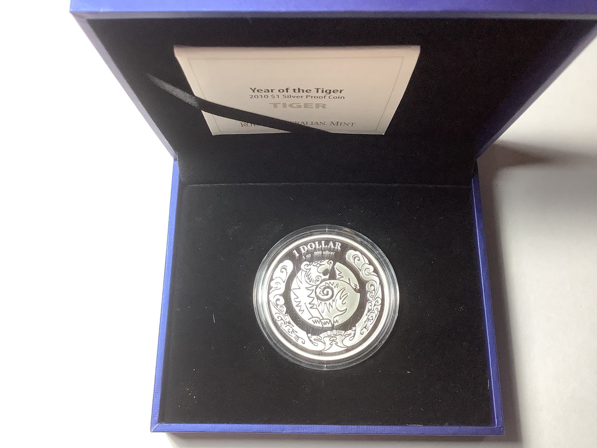 2010 $1 Year of the Tiger Silver Proof Coin.
