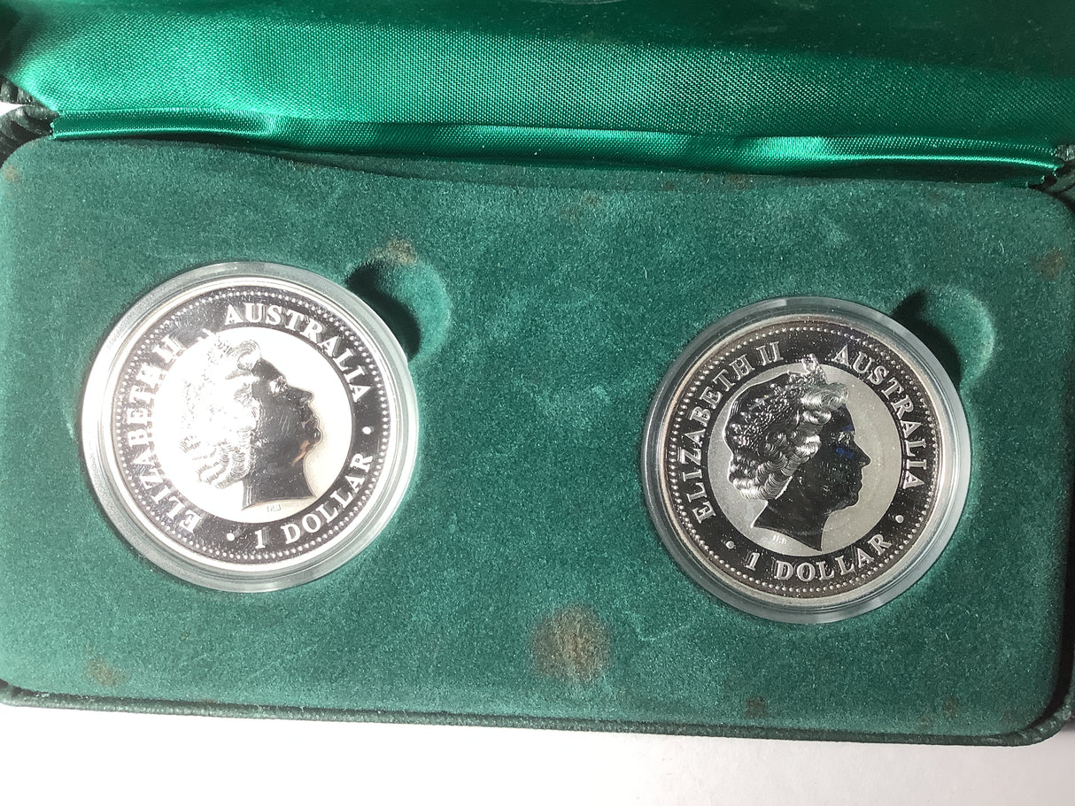 2002 Perth Mint two coin Kookaburra 1-ounce set.
