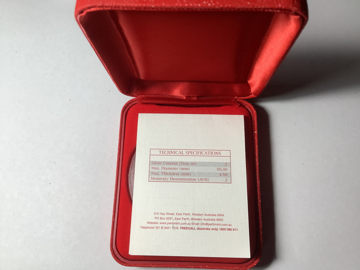 2003 $2 Australian Proof Lunar Silver Coin Series. Year of the Goat 2-ounce Silver Coin.