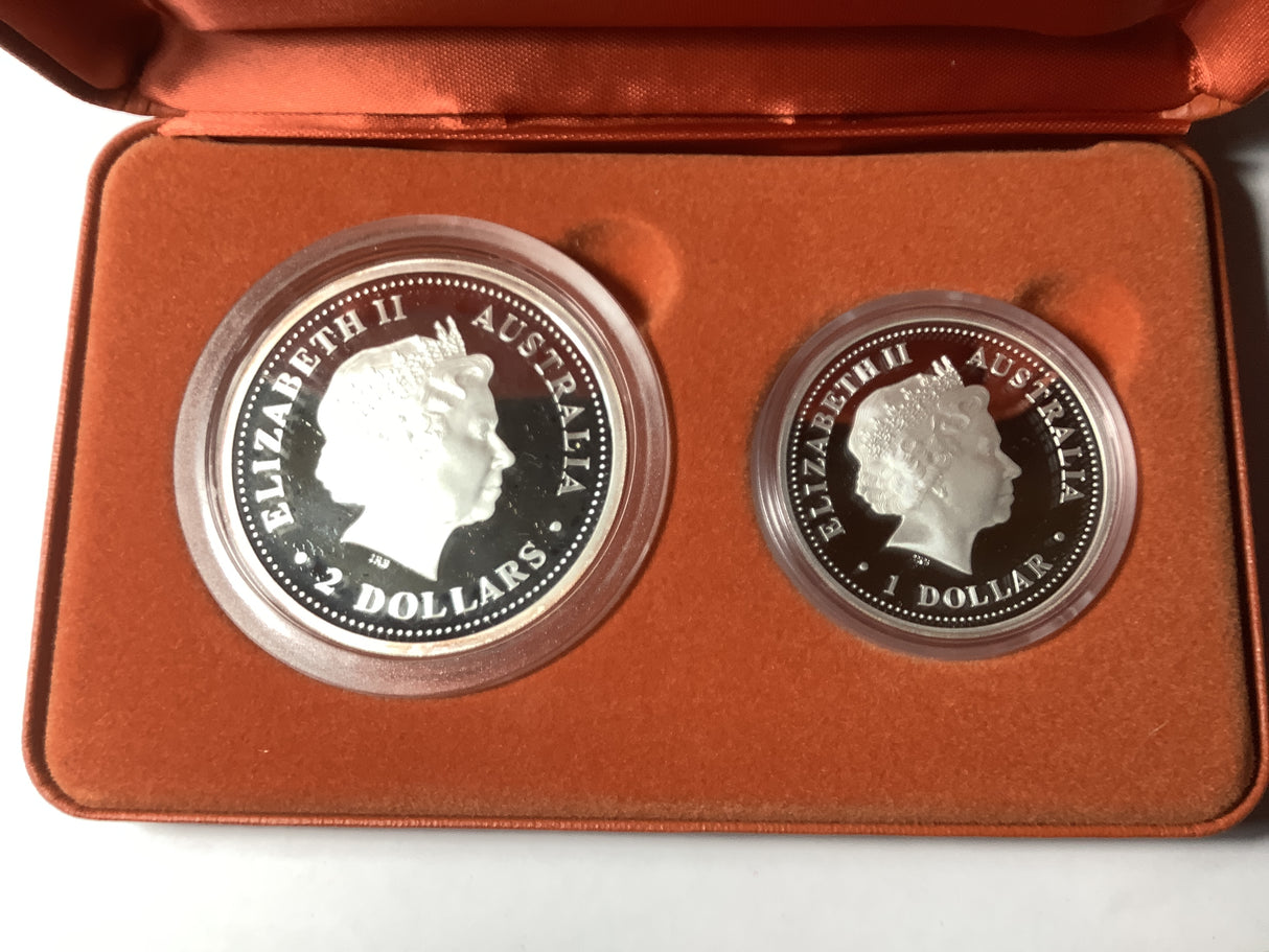 2004 The Australian Kookaburra two coin Proof Set.